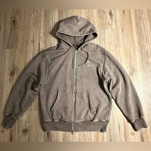 OVO Brown Zip-Up Hoodie with Embroidered Owl Logo